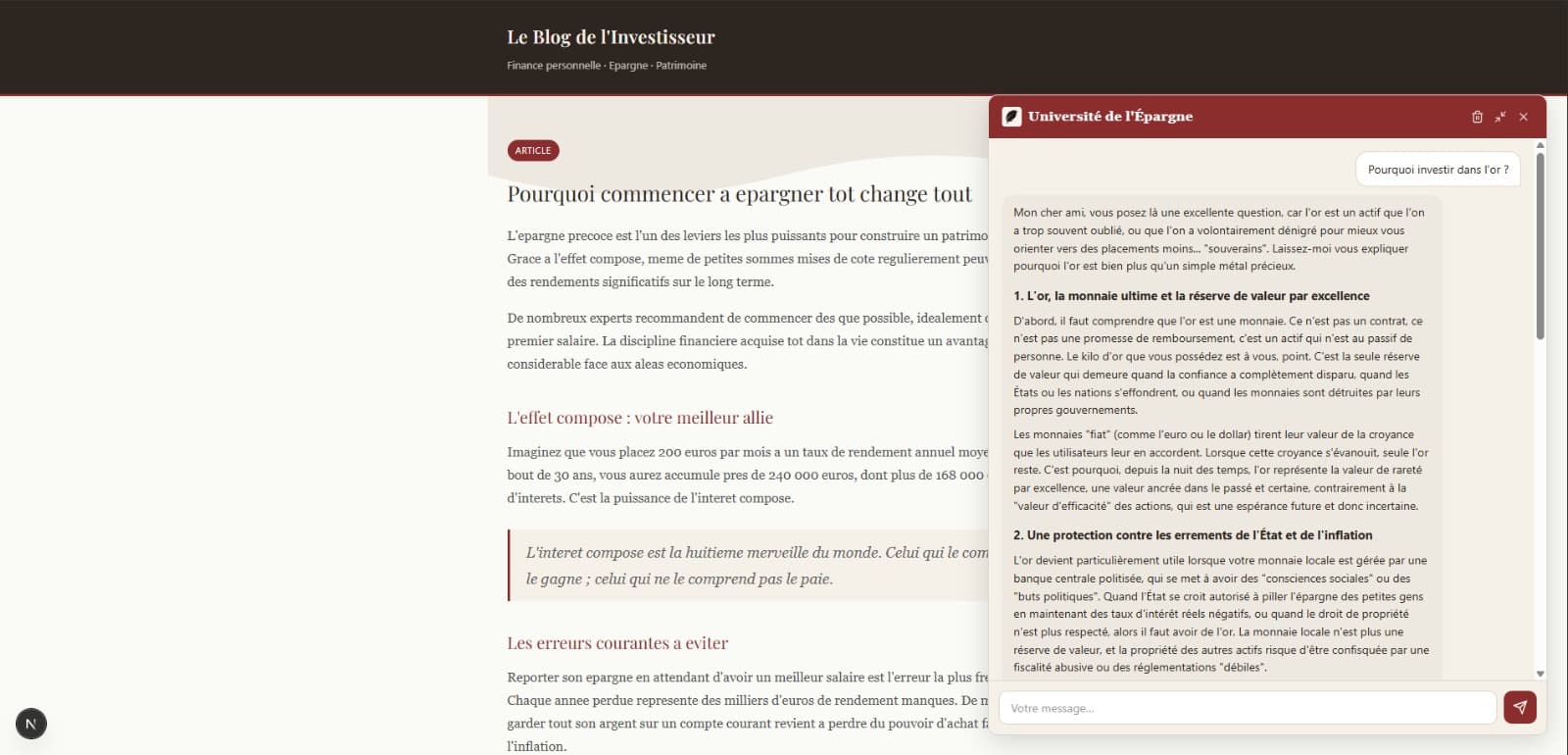 Système IA — Université de l'Épargne